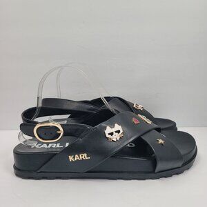 Karl Lagerfeld Paris Bexli Women's Black Sandal US Size 11M